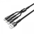 Data kabl LDNIO LC93 za iPhone lightning/Micro USB/Type C sivi 1.2m