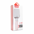 Kucni punjac LDNIO A2204 2xUSB 5V 2.4A sa type C kablom beli