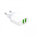 Kucni punjac LDNIO A2219 2xUSB 5V 2.4A 12W sa Type C kablom beli