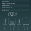 Kucni punjac LDNIO A3312 3xUSB 5V 3.4A 17W sa Type C kablom beli