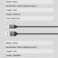 Data kabl LDNIO LS431 iPhone lightning sivi 1m