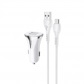 Auto punjac HOCO Z31 QC3.0 2xUSB sa micro USB kablom beli