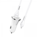 Auto punjac HOCO Z31 QC3.0 2xUSB sa micro USB kablom beli