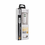 Auto punjac LDNIO C309 dual USB 3.6A sa iPhone lightning kablom beli