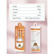Data kabl LDNIO LS601 30W Fast Type C sivi 1m