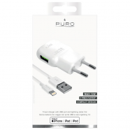 Kucni punjac Puro Fast Charger sa iPhone lightning kablom beli