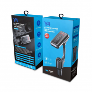 FM transmiter Y4 USB TF Bluetooth 5.0, call ID, modlularni,  handsfree crni