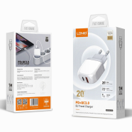 Kucni punjac LDNIO A2316C, PD 20W,  QC3.0 18W, sa iPhone lightning kablom beli