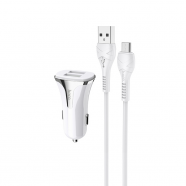 Auto punjac HOCO Z31 QC3.0 2xUSB sa micro USB kablom beli