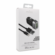 Auto Punjac Puro Mini 2.4A sa iPhone kablom crni