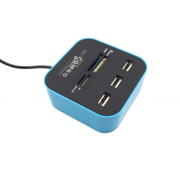 USB hub I citac kartica 2u1 JWD-U35 plavi