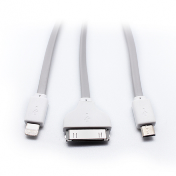 Data kabl Teracell Extreme 3u1(micro USB/iphone 4/iphone 5) sivi 1.2m