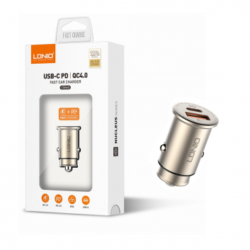 Auto punjac LDNIO C506Q PD, QC4+, 30W gold USB Lightning