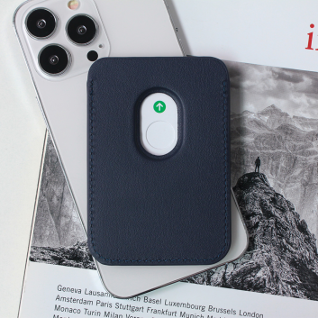 Torbica Leather Magsafe Pocket za iPhone 14 tamno ljubicasta