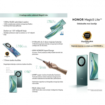 Mobilni telefon Honor Magic 5 Lite 5G 6.67 6GB/128GB zeleni
