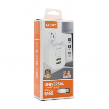 Kucni punjac LDNIO A201 2xUSB 2.4A Type C beli